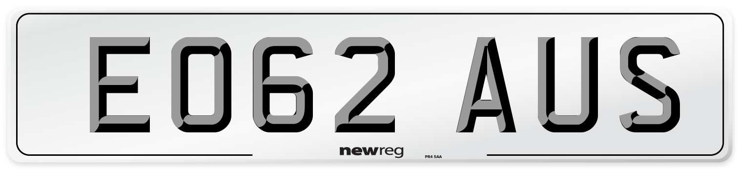 EO62 AUS Number Plate from New Reg